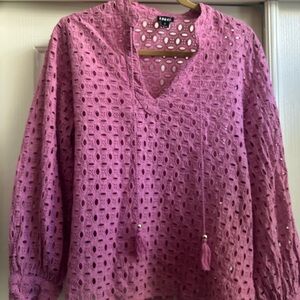 INC International Concepts Women's Pink Eyelet Blouse